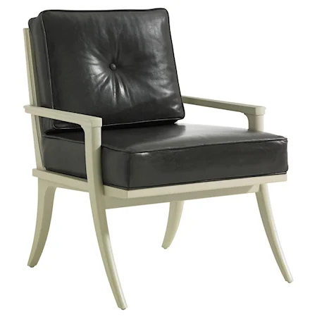 Mid-Century Modern Lena Accent Chair in Slate Leather